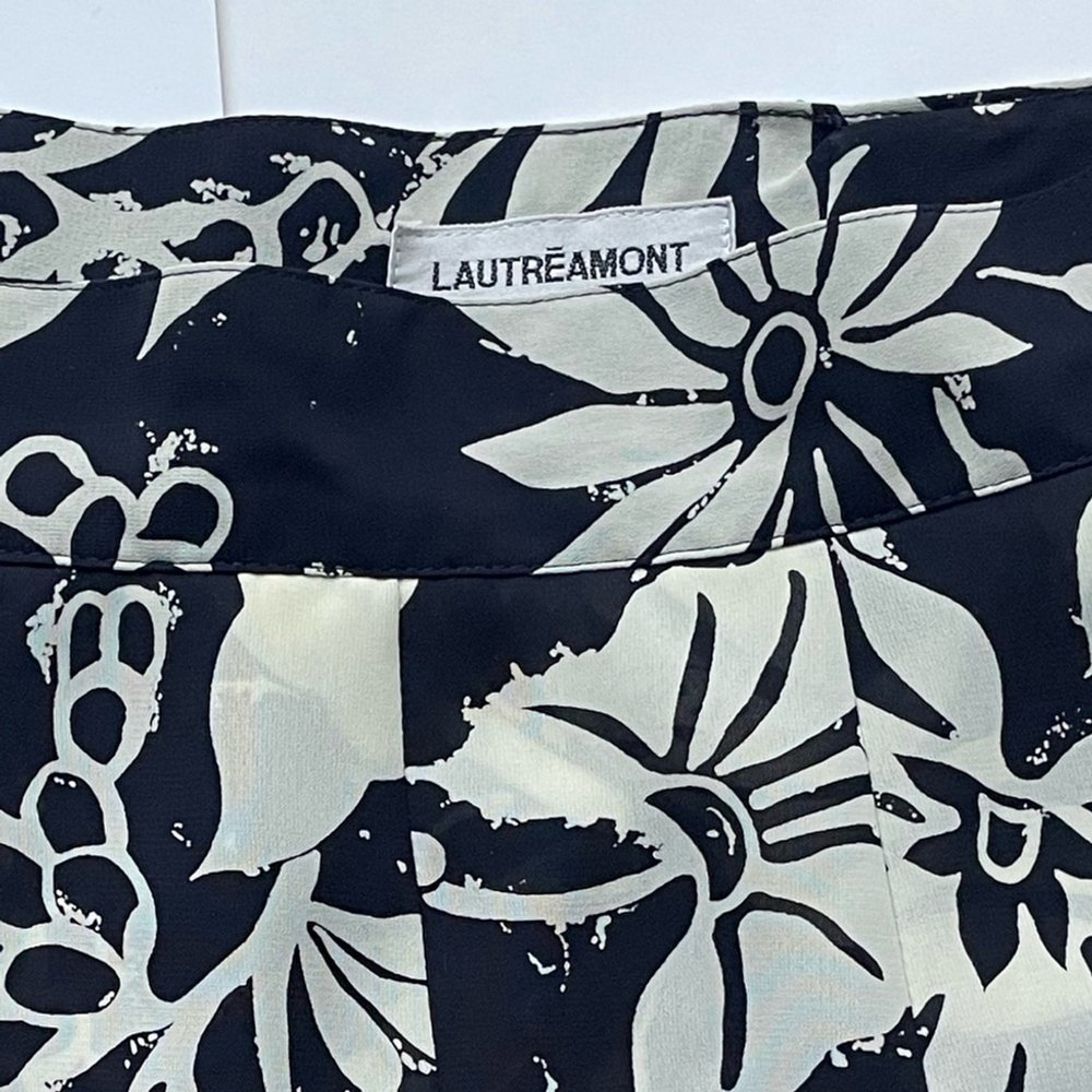 Lautréamont Black & Ivory Floral 2-Piece Set Button-Down Shirt + Tulip Skirt M - Picture 8 of 8